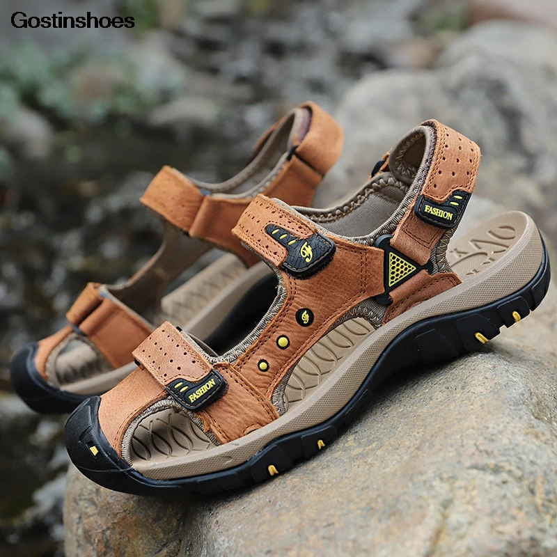 Sandale Homme Cuir Sandalias Hombre Cuero/модная повседневная обувь из натуральной кожи мужские
