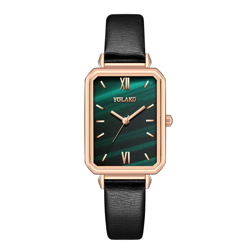 

2021 Tik Tok Online Celebrity with Retro Small Square Watch Ms. Fashion Watches Student Couple Small Green Watch Shi Ying Watch