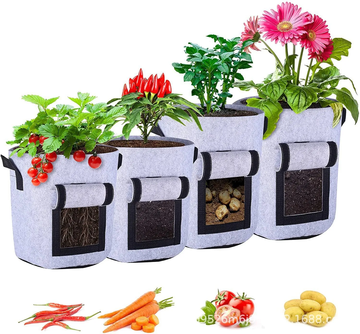 

18L/26L/43L PE Plants Growing Bag Garden Potato Pot Greenhouse Vegetables Planting Bag Moisturizing Vertical Garden Bag