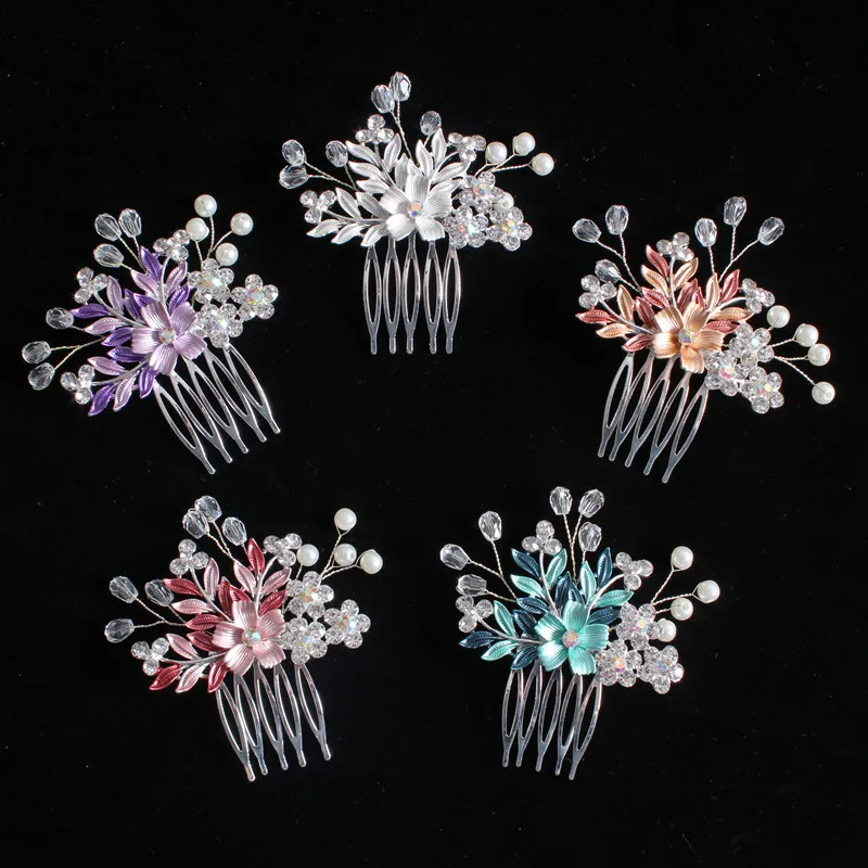 

Bride Elegant Wedding Hair Comb White Crystal Pearl Lady Hairpin Bridal Headdress Temperament Hair Accessories