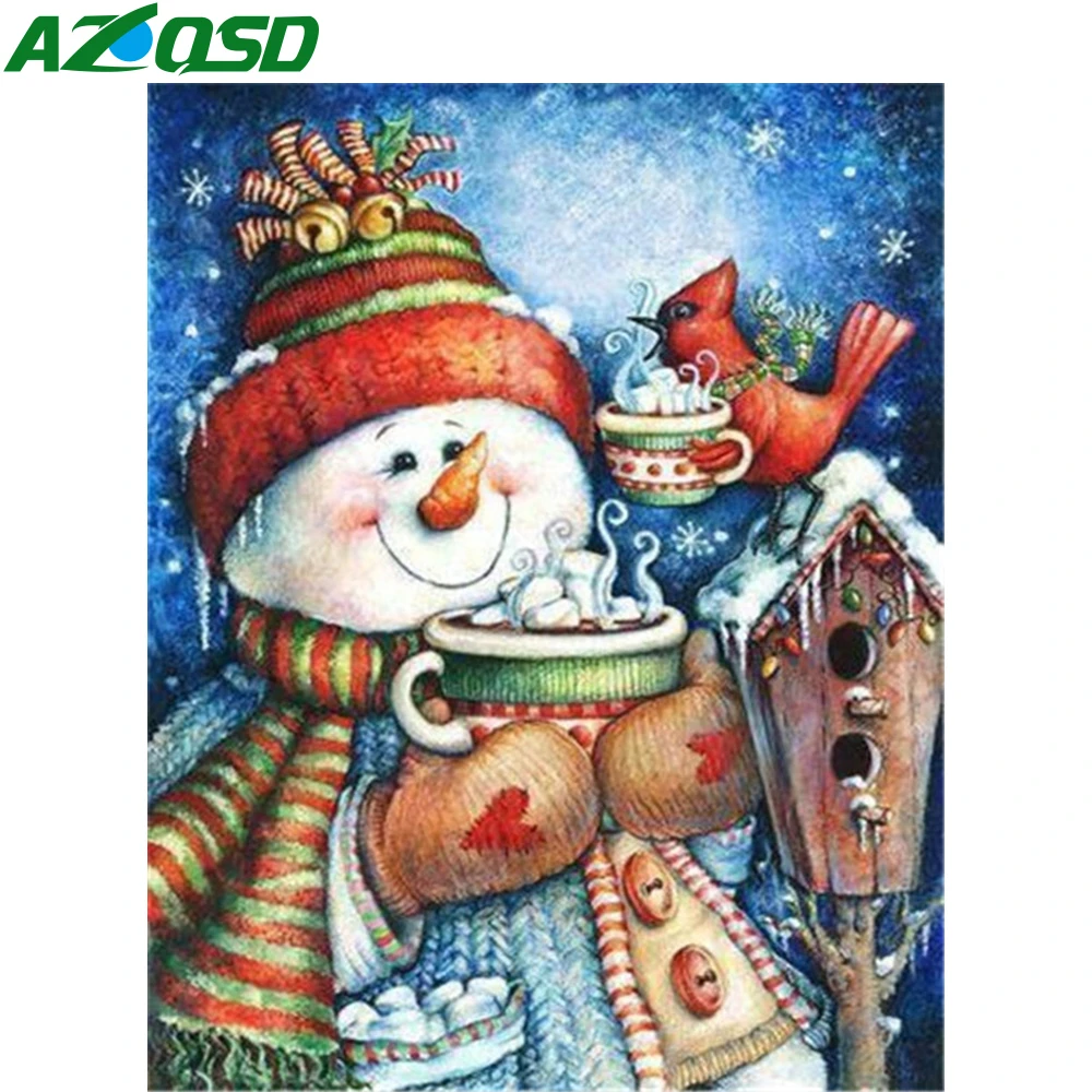 AZQSD 5D DIY Diamond Painting Snowman Full Kit Square Drilling Picture Of Rhinestones Cartoon Diamond Embroidery Home Decortion