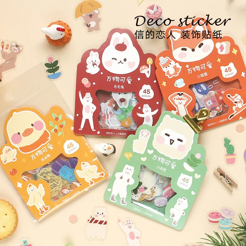 20 компл./лот Kawaii канцелярские наклейки Веселые милые животные дневник