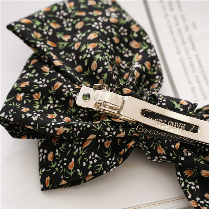 

Three Layers Big Hair Bow Hair Clips for Women Hair Accessories Small Floral Printing Fabric Bow Hair Barrette Clip