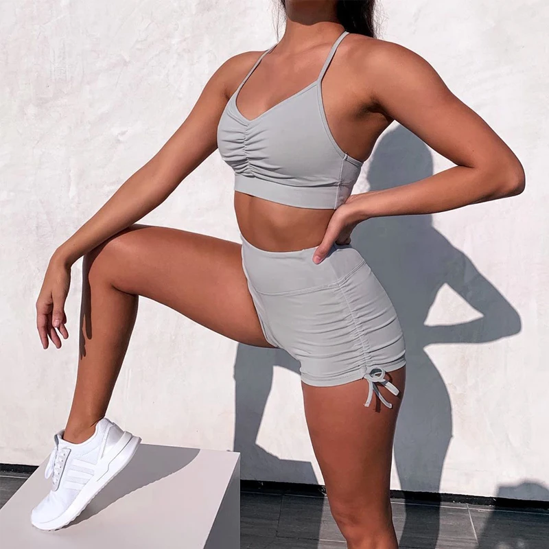 Летний женский повседневный комплект для йоги Привлекательный Топ без бретелек