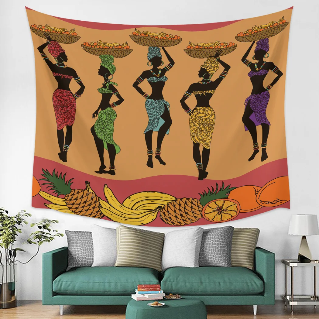 Настенный подвесной коврик для пикника йоги корзины с фруктами в африканском