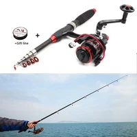 1 2m1 5m1 9m2 1m telescopic fishing rod and 2000 reel set carbon portable travel pocket pole children rod fishing combination