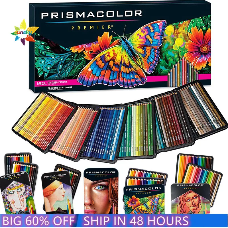 Цветные карандаши Prismacolor Premier 12/24/48/150 цветов для рисования скетчинга затенения и