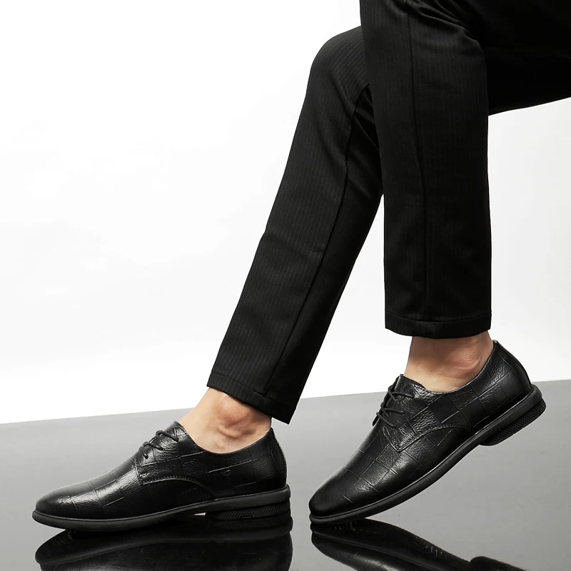 genuine leather Shoes Men Brand Office Fashion Male design luxury lace up Footwear high quality office Men's oxfords | Обувь