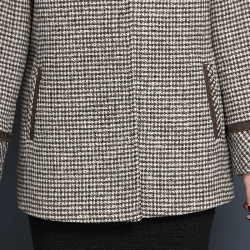 Женское шерстяное пальто модное клетчатое Новинка осени 2019 женское Короткое