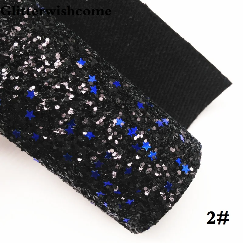 2 Glitterwishcome 30X134 см мини рулон синтетическая кожа, массивная блестящая кожа со звездами, блестящая ткань винил для бантов, GM035 - Цвет: 2