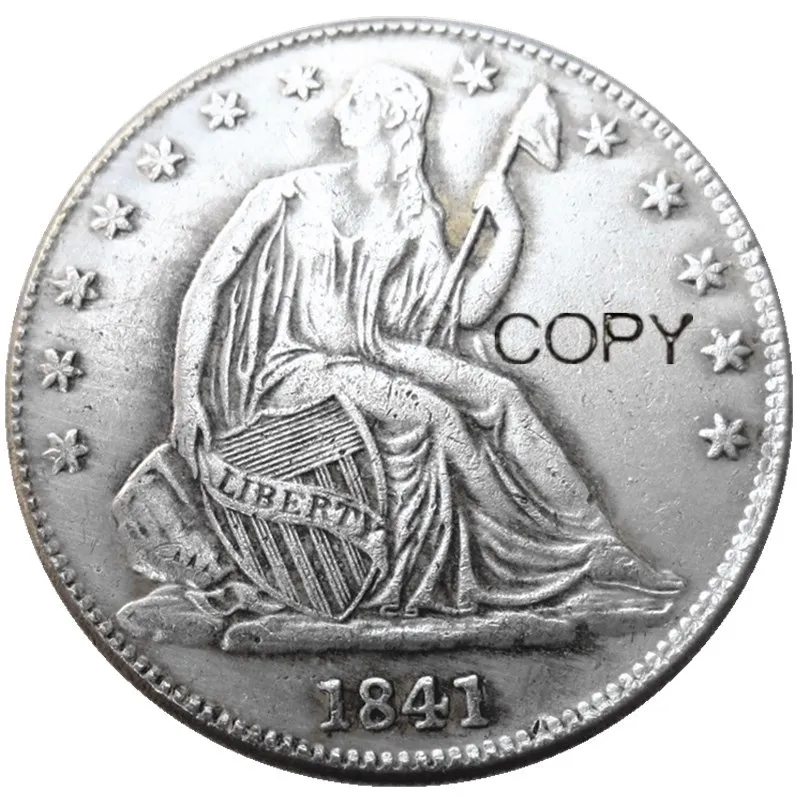 США 1841 P/O свобода сидя половина доллара посеребренные копировальные монеты | Дом