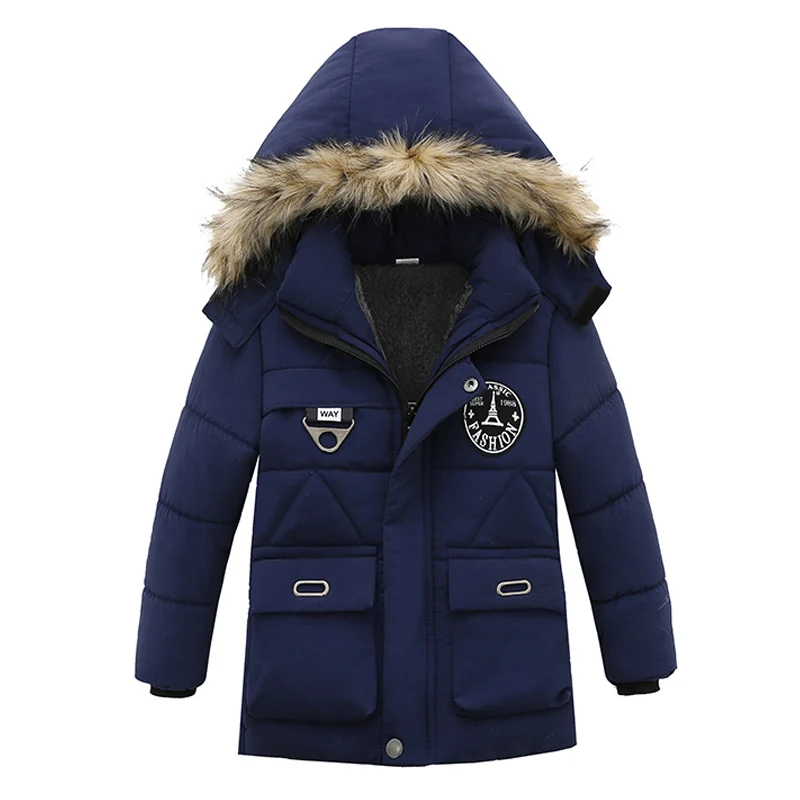 Navy blue Детская куртка для детей пальто для мальчиков осень-зима куртки для детей куртка для мальчиков теплая детская одежда с капюшоном и застежкой-молнией, верхняя одежда, куртка для мальчиков, костюм для мальчиков и девочек - Цвет: Navy blue