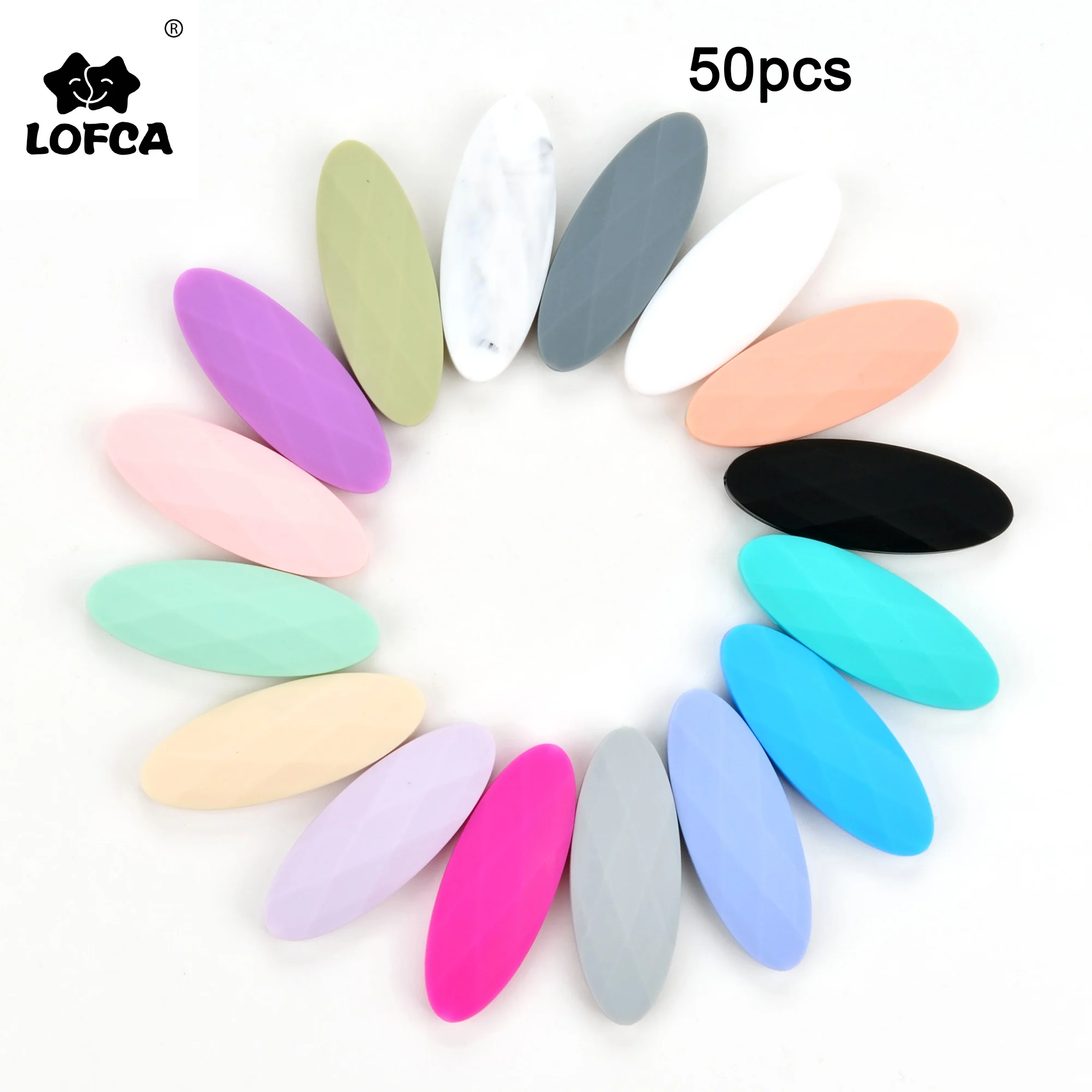 LOFCA-Cuentas Marquesa de silicona para beb&eacute;, juguetes de dentici&oacute;n para beb&eacute;, sin BPA, cuentas de silicona de grado alimenticio para mordedor, juguetes colgantes, 50 Uds.-0