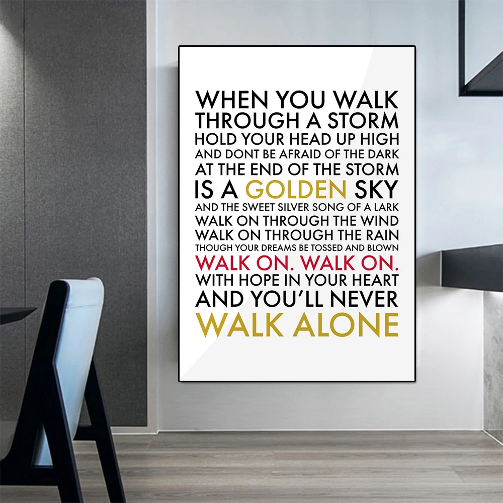 

Personalized Football Club Custom Motivational Poster You’ll Never Walk Alone Canvas Painting Living Boy Room Home Decoration