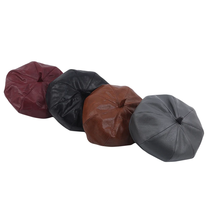 Горячая Распродажа женский элегантный однотонный берет шапка из искусственной