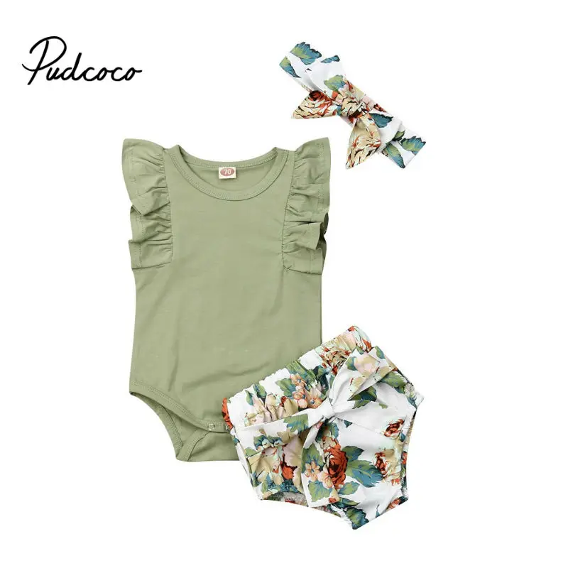 3 шт./комплект Детский комбинезон с цветочным принтом|Комплекты одежды| |