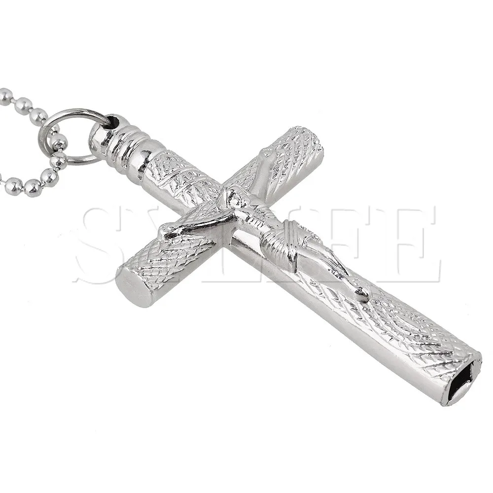 Серебряный хромированный стальной крестообразный барабанный ключ с Иисусом