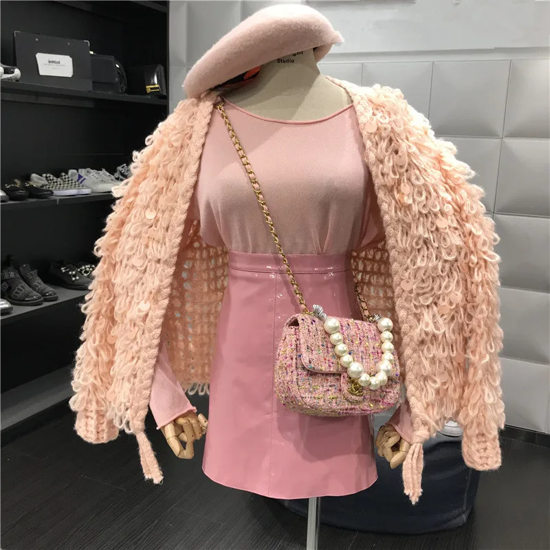 

2020 Sweater Women Cotton Standard Full None Hot Sale Real Sequin Poncho free Shipping 2021 Sequins Loose Sleeve