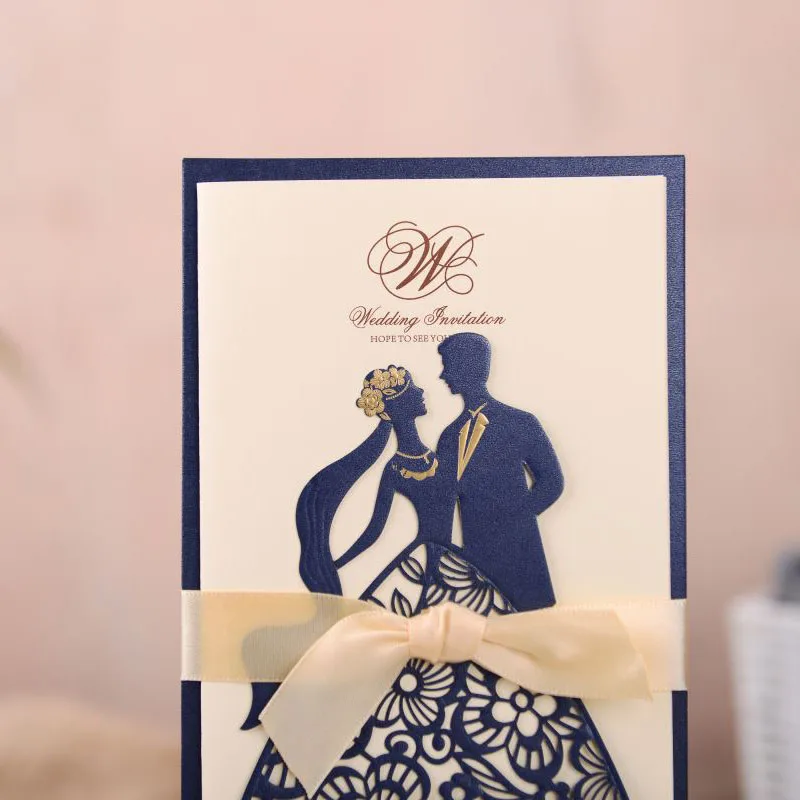 50 шт. лазерная резка свадебные пригласительные открытки для невесты и жениха