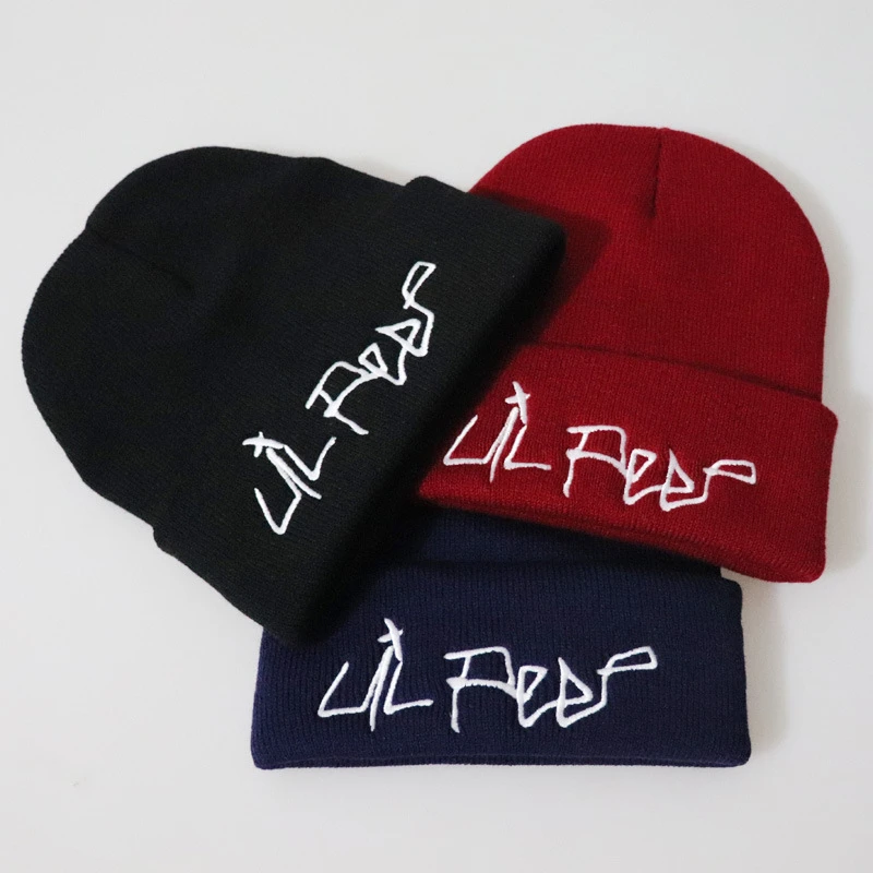 Вязаная шапка Lil Peep Beanie с вышивкой Love для мужчин и женщин вязаная Skullies теплая