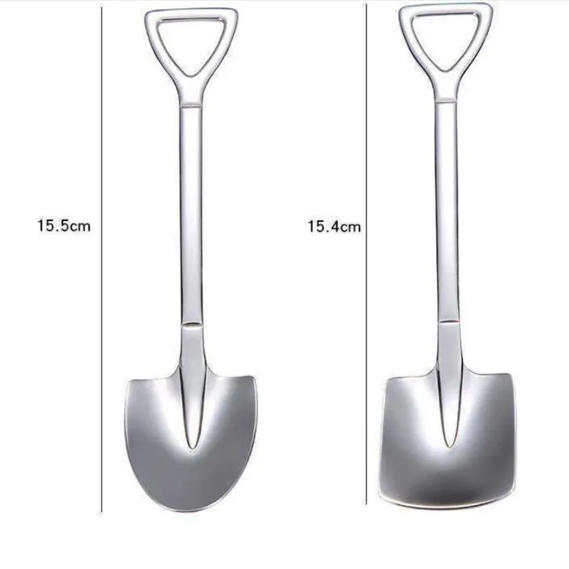 

Stainless Steel Iron Shovel Spoon Coffee Ice Cream Spoon Engineering Shovel Retro Cute Square Head Spoon Kitchen Gadget