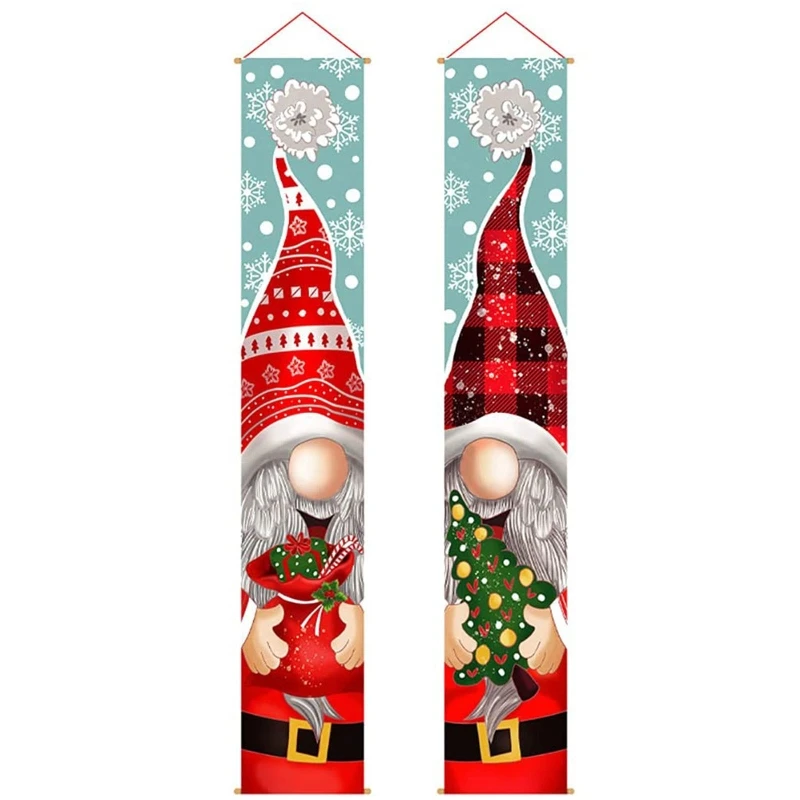 

Christmas Gnomes Porch Sign Hanging Banner Creative Gnome Ornament for Xmas Party Indoor Outdoor Wall Porches Decoration Gift