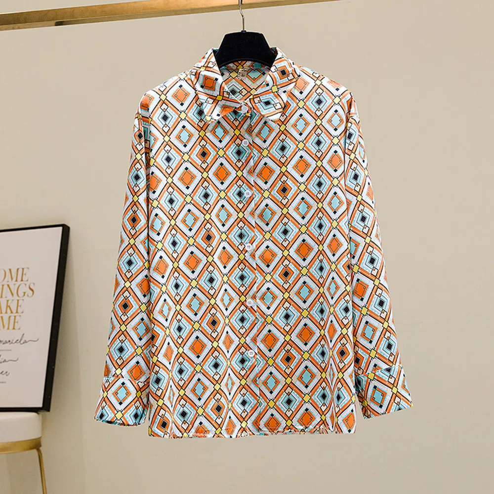 

Шикарные Женские винтажные рубашки в клетку с принтом F040 на осень и весну