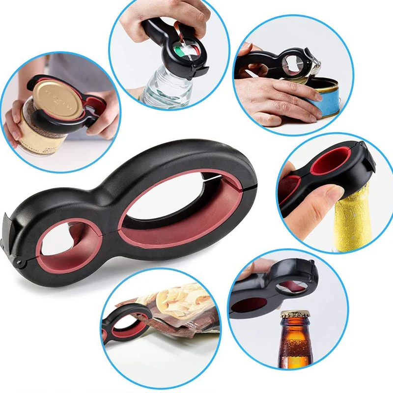 Прочный крепкий нержавеющая сталь 6 в 1 консервный нож открывалка для бутылок