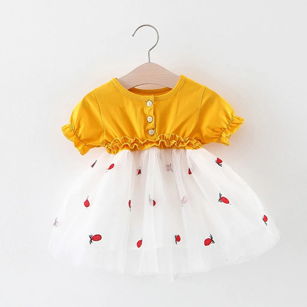 Для малышей платье для маленьких девочек Платья с короткими рукавами