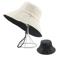 double sided bucket hat black white color mens womens bucket hat cap summer beach foldable adjustable hiking camping hat