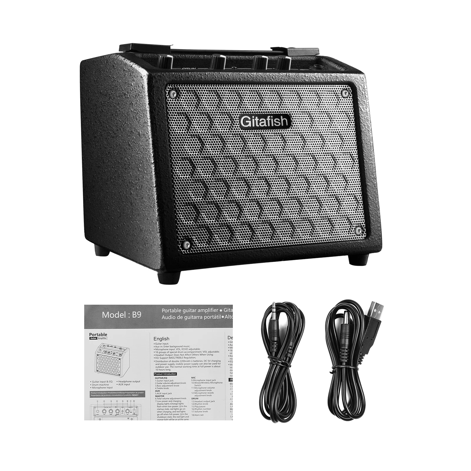 b9 elektrische gitarre verstärker 8w amp lautsprecher gebaut in 18 arten trommel rhythmen mit mic aux eingang headset ausgang volumen free global