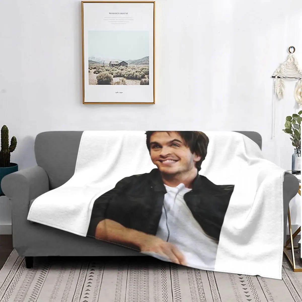 

Ian Somerhalder-colcha a cuadros para cama, manta Heat para sofha, 6 mantas
