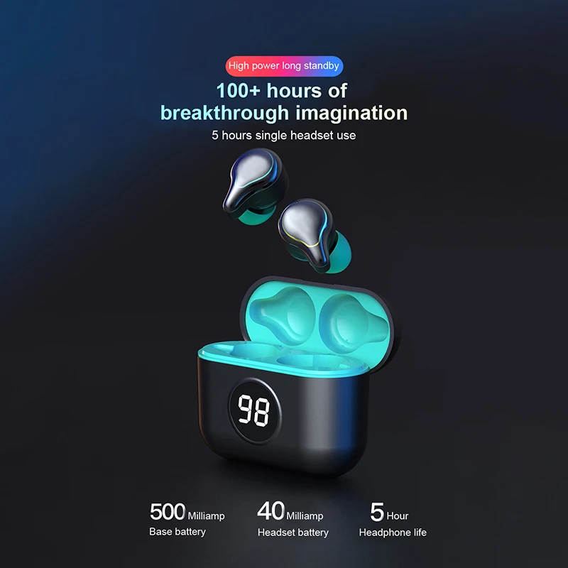 

TWS Wireless V5.0 Bluetooth Earphone HD Stereo Headphone Sports Waterproof Headset With Dual Mic And 2000mAh Battery Charge Case