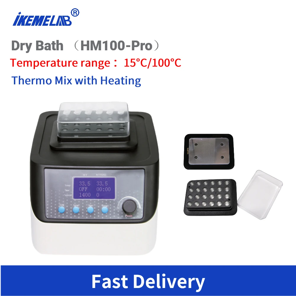 LCD Metal Bath Thermo Mix with Heating Block Dry Bath Speed Adjustment Laboratory Heating Equipment Mixing And Shaking HM100-Pro