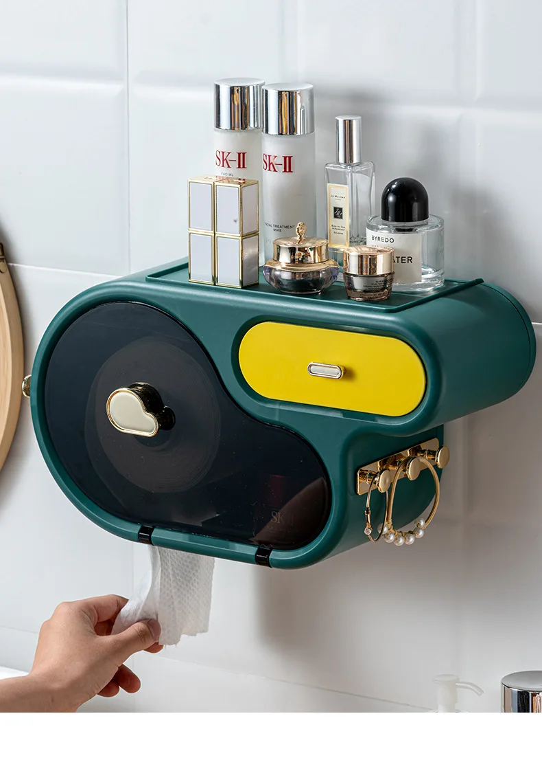 wall mount toilet roll paper tube holder shelf storage organizer tissue box cover multifunction bathroom wc accessories hook free global shipping