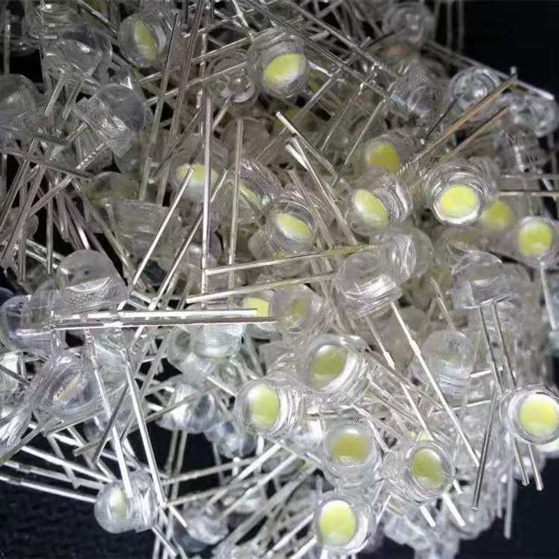 1000 unids/lote blanco 5mm F5 sombrero de paja LED perlas de la lámpara super brillante 6-7LM gran core chip diodos emisores de luz (leds) para DIY luces