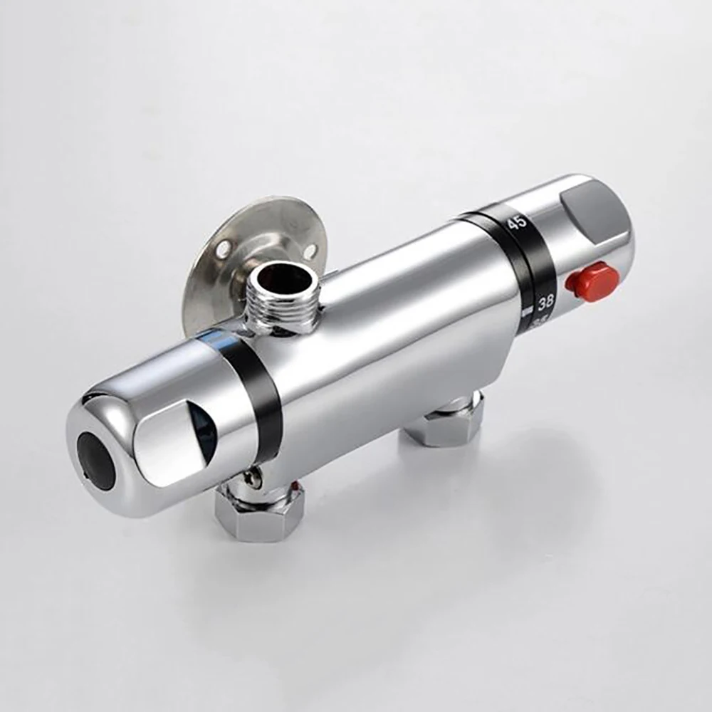 

Chrome Thermostatic Bar Mixer Shower Valve Round Tap Top Outlet Shower 2