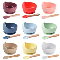 baby feeding silicone bowl non slip suction cup bowl spoon set children tableware dinner dishes plate for baby kitchenware