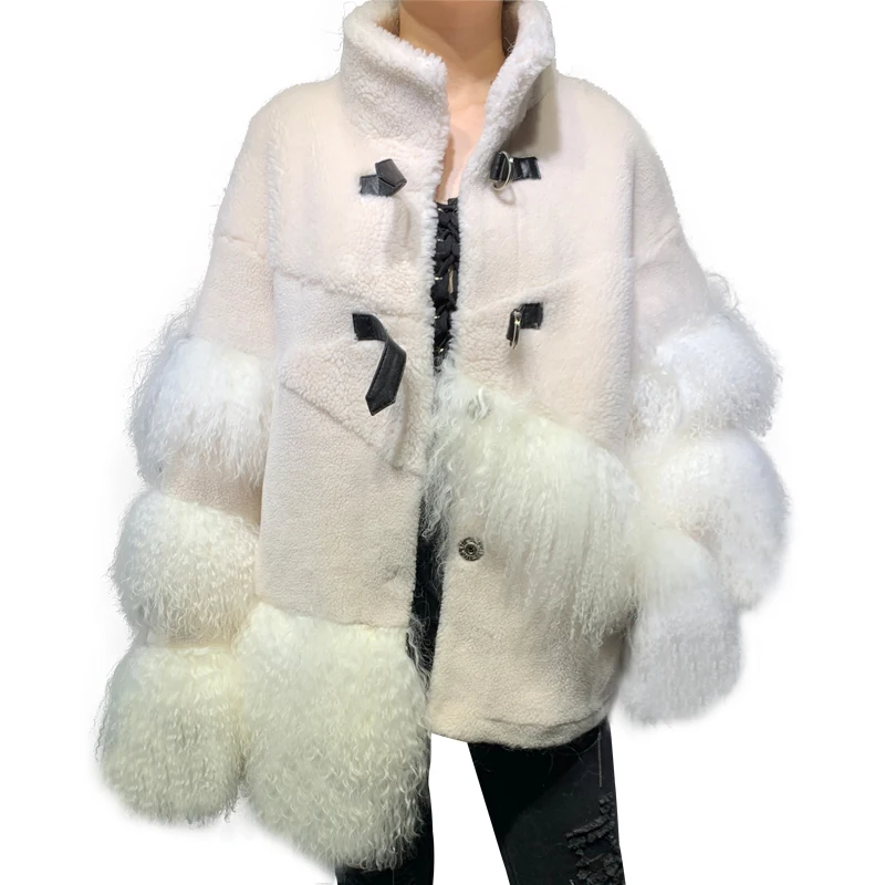 Зимняя овечья Шуба Женская Роскошная Высококачественная натуральная
