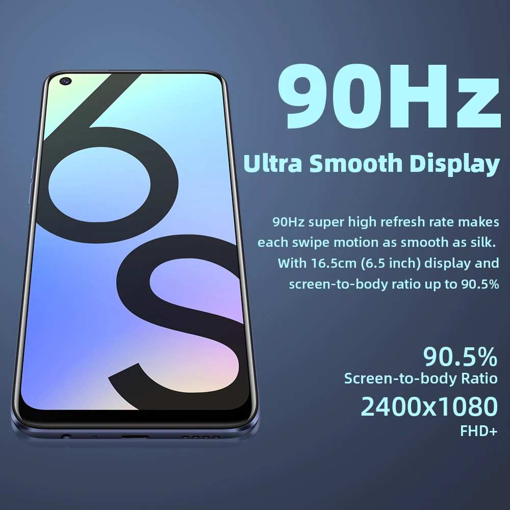 Realme 6s NFC 6 5 дюймов + FHD 90 Гц смартфон ГБ 128 4300 мА/ч 48MP Quad Camera Android Play Store 30 Вт Зарядное