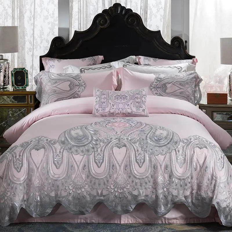 

Egyptian Cotton Lace Luxury Bedding Set White Queen King Double Bed sheet set Bed set Bed Cover set juego de cama linge de lit