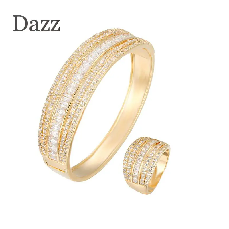 Dazz роскошный золотой цвет Африканский браслет кольцо модный Дубай Свадебные