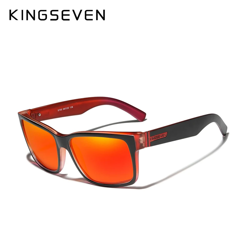 KINGSEVEN спортивные поляризованные мужские солнцезащитные очки, зеркальные линзы, мужские солнцезащитные очки, женские для мужчин, 9 цветов - Цвет линз: Limited Red