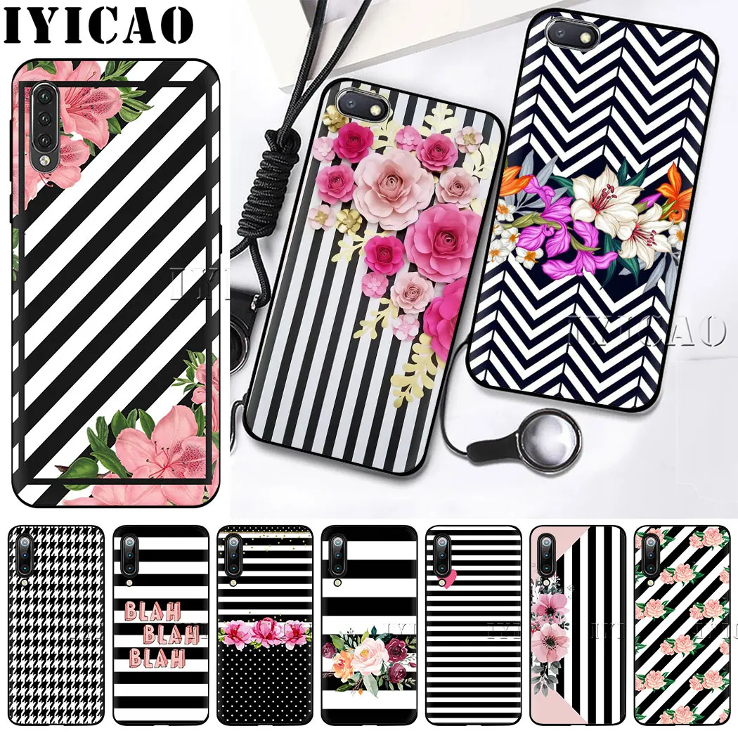 IYICAO черный белый полосатый Мягкий силиконовый чехол для Redmi Note 7 8 6 5 Pro 5A Prime 7A K20