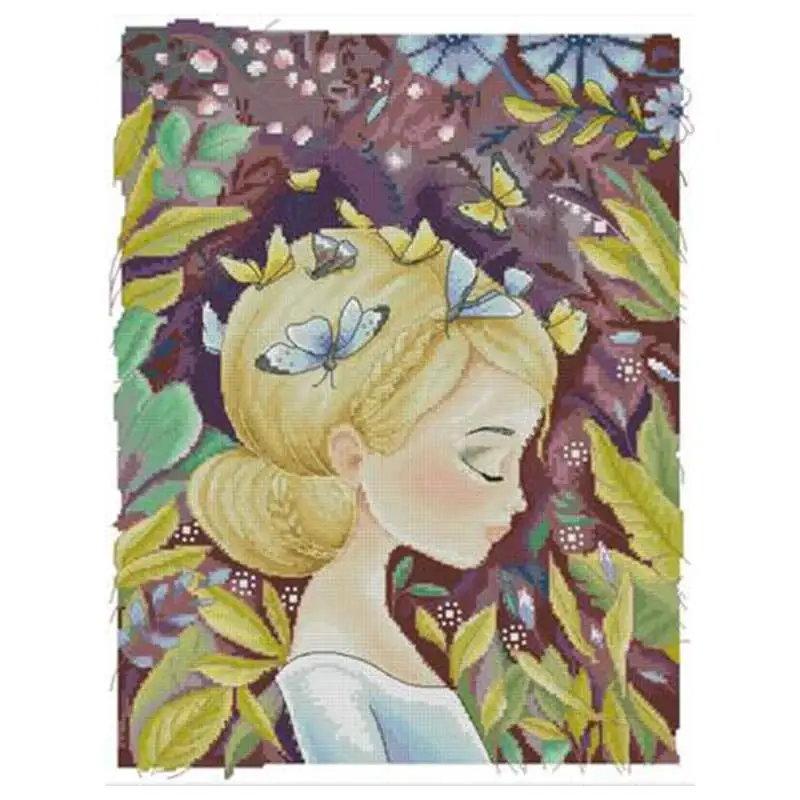

The girl under the wings of a butterfly Counted Cross Stitch 11CT 14CT 18CT DIY Cross Stitch Kits Embroidery Needlework Sets