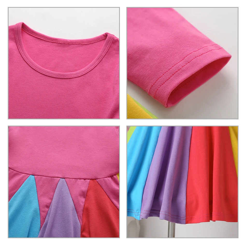 Одежда для маленьких девочек модные радужные Хлопковые Платья с коротким