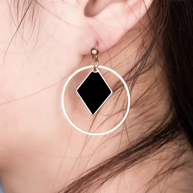 

BLINLA Fashion Vintage Geometric Acrylic Drop Earrings 2019 for Women Korean Asymmetric Rhombus Statement Dangle Earring Jewelry