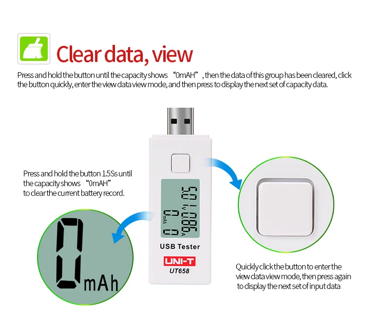 UNI-T UT658B USB тестер телефон компьютер зарядка Напряжение Ток энергии монитор ЖК-подсветка