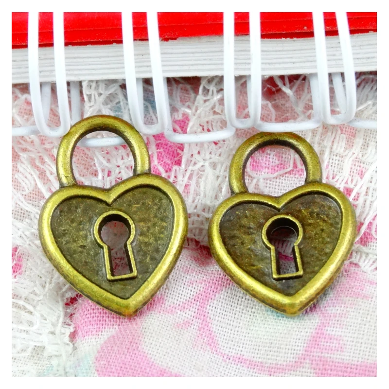 

50Pcs 14*19.5MM Antique Bronze Plated Heart Lock Charms Pendant DIY Jewelry Accessories