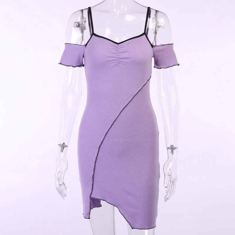 Женское мини-платье с коротким рукавом Gothblak фиолетовое трикотажное Повседневное